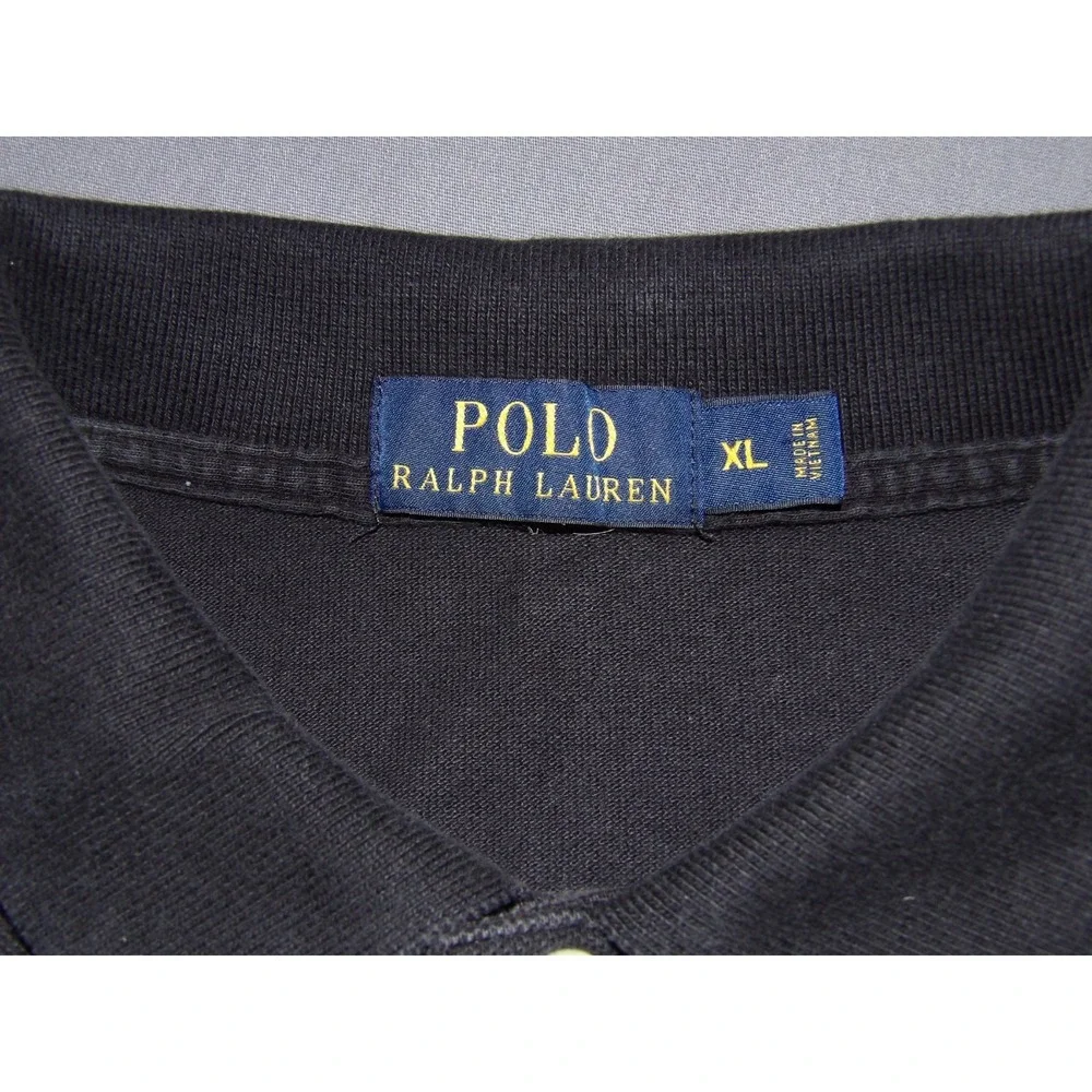 Polo Ralph‎ Lauren Long Sleeved Black Knit Cotton Golf Shirt Men's XL